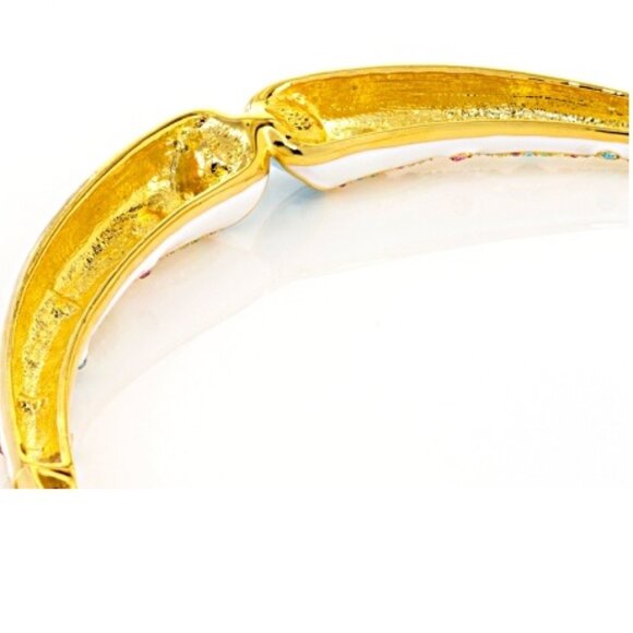 Multicolor Crystal White Enamel Gold Tone Necklace - Picture 4 of 4